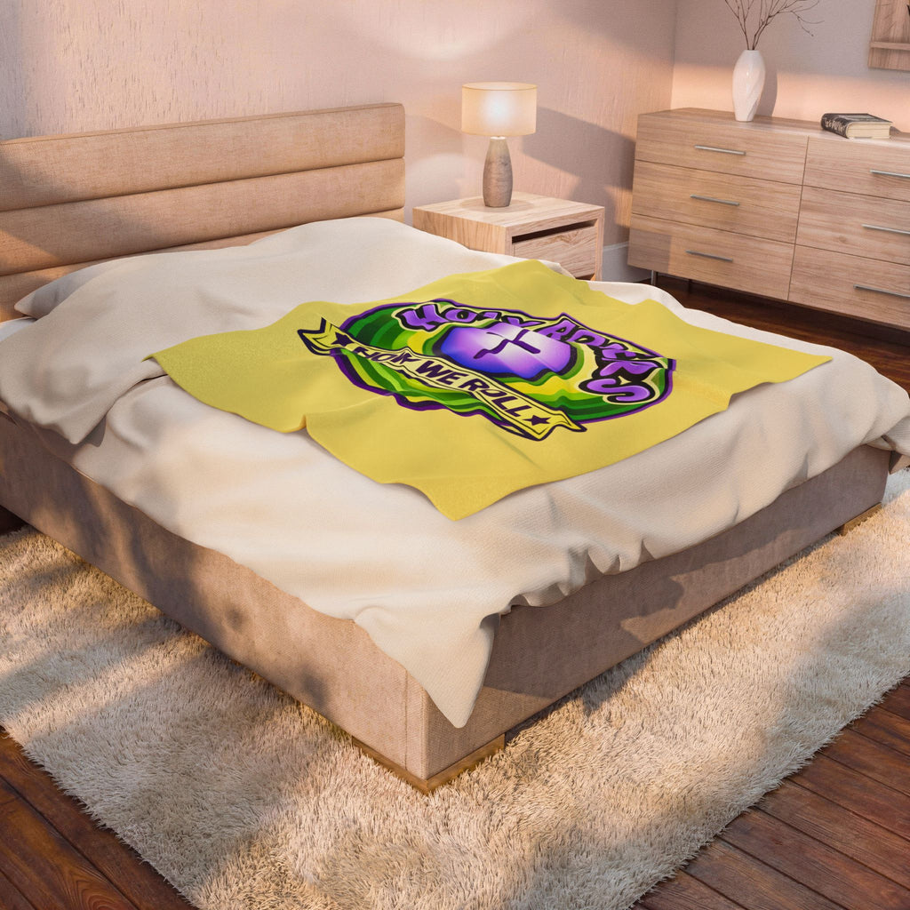 Holy Rollers Christian apparel thumbnail: Velveteen Plush Blanket — “Holy Rollers: How We Roll” Christian Charity Throw