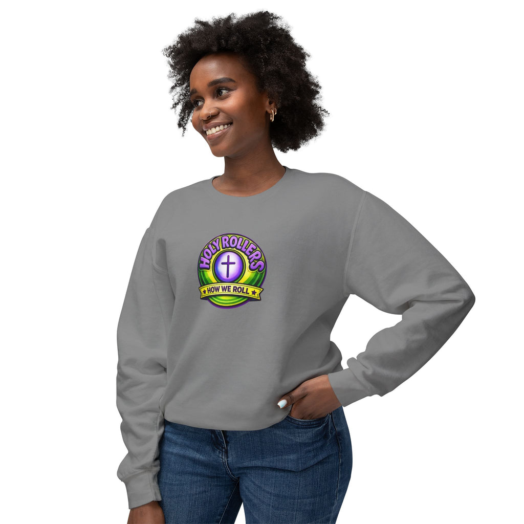Holy Rollers Christian apparel thumbnail: Holy Rollers Cross logo sweatshirt | Faith Over Fear graphic sweatshirt