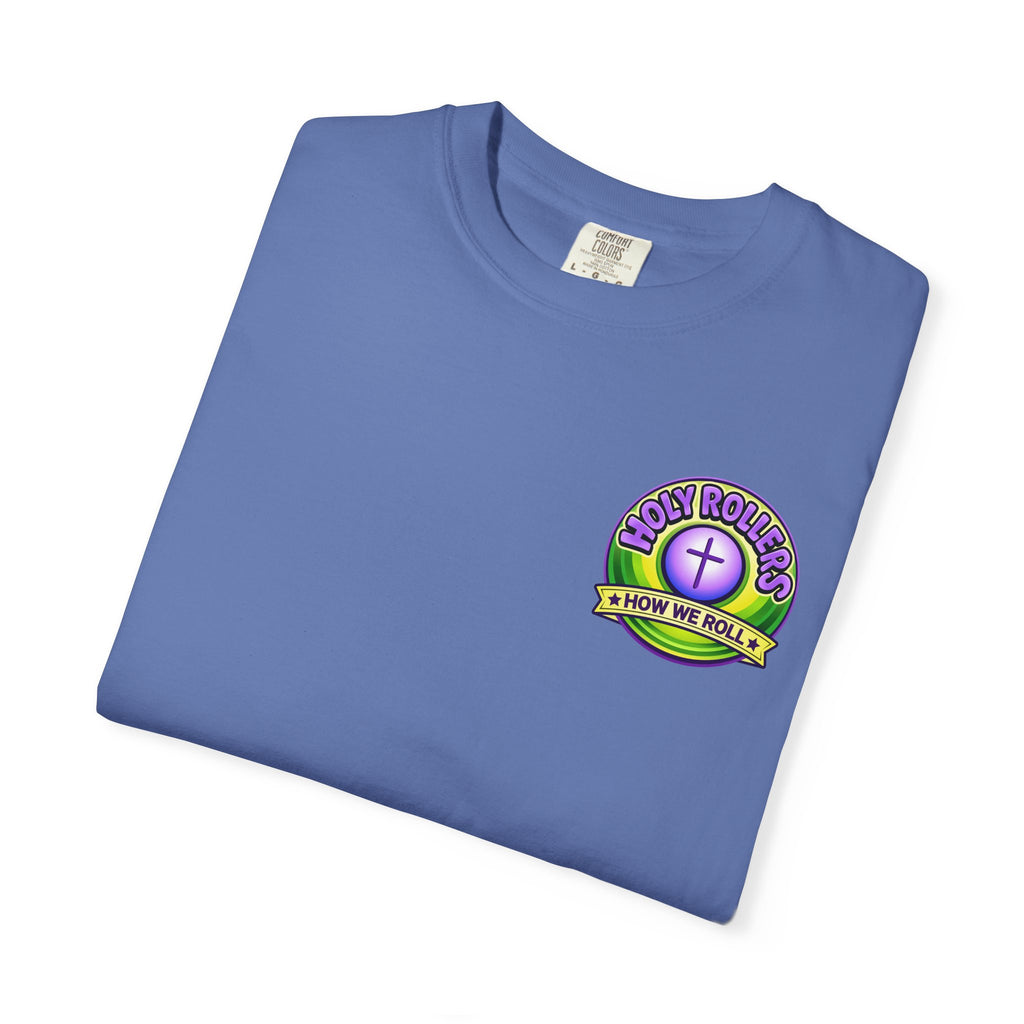 Holy Rollers Christian apparel thumbnail: Rolling in His Promises Holy Rollers T-shirt | Joyful Faith Christian Message