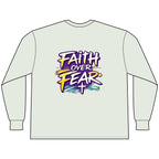 Faith Over Fear Long Sleeve Tee — "How We Roll" Holy Rollers Christian Shirt