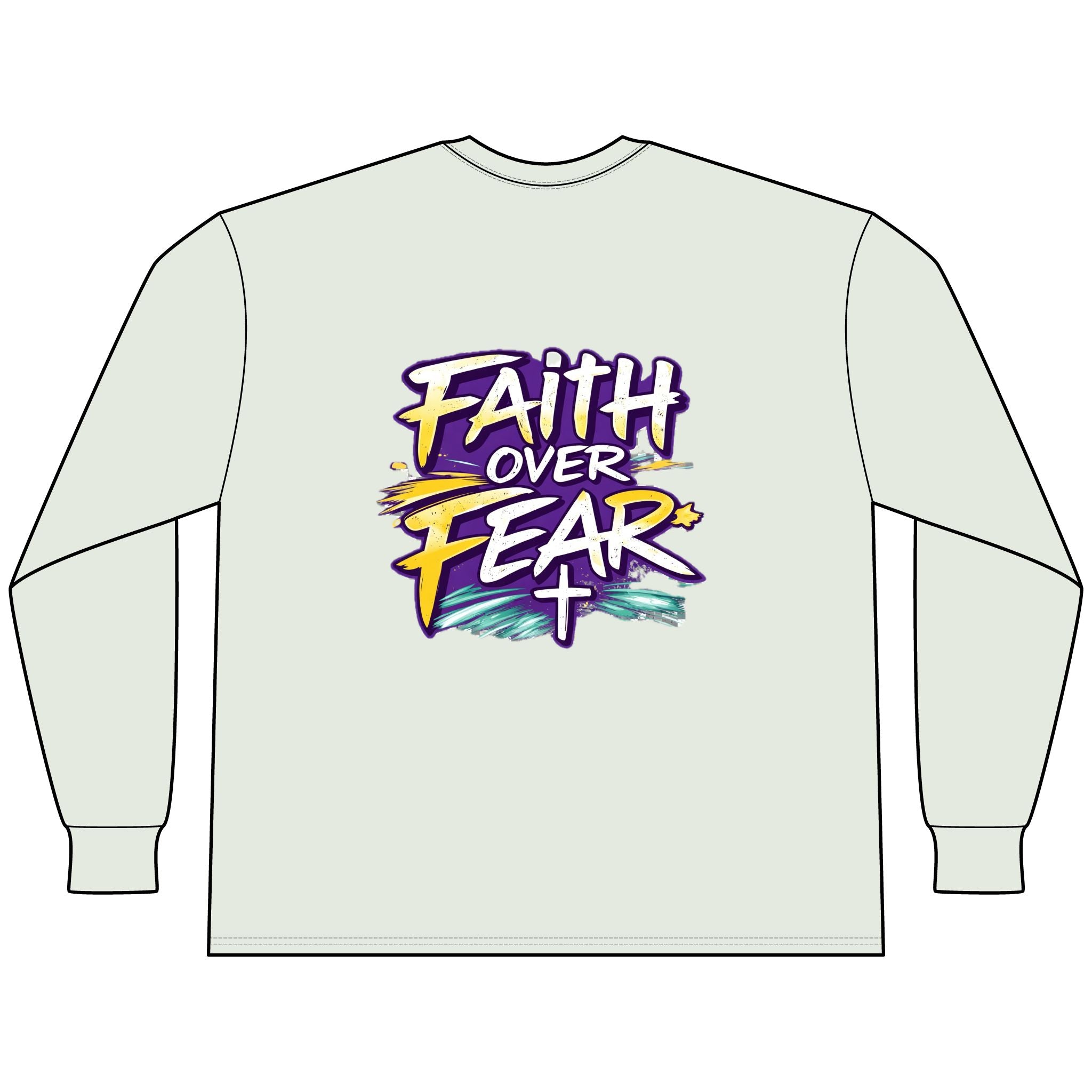 Holy Rollers Christian apparel: Faith Over Fear Long Sleeve Tee — "How We Roll" Holy Rollers Christian Shirt