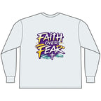 Faith Over Fear Long Sleeve Tee — "How We Roll" Holy Rollers Christian Shirt