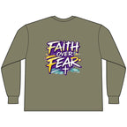 Faith Over Fear Long Sleeve Tee — "How We Roll" Holy Rollers Christian Shirt