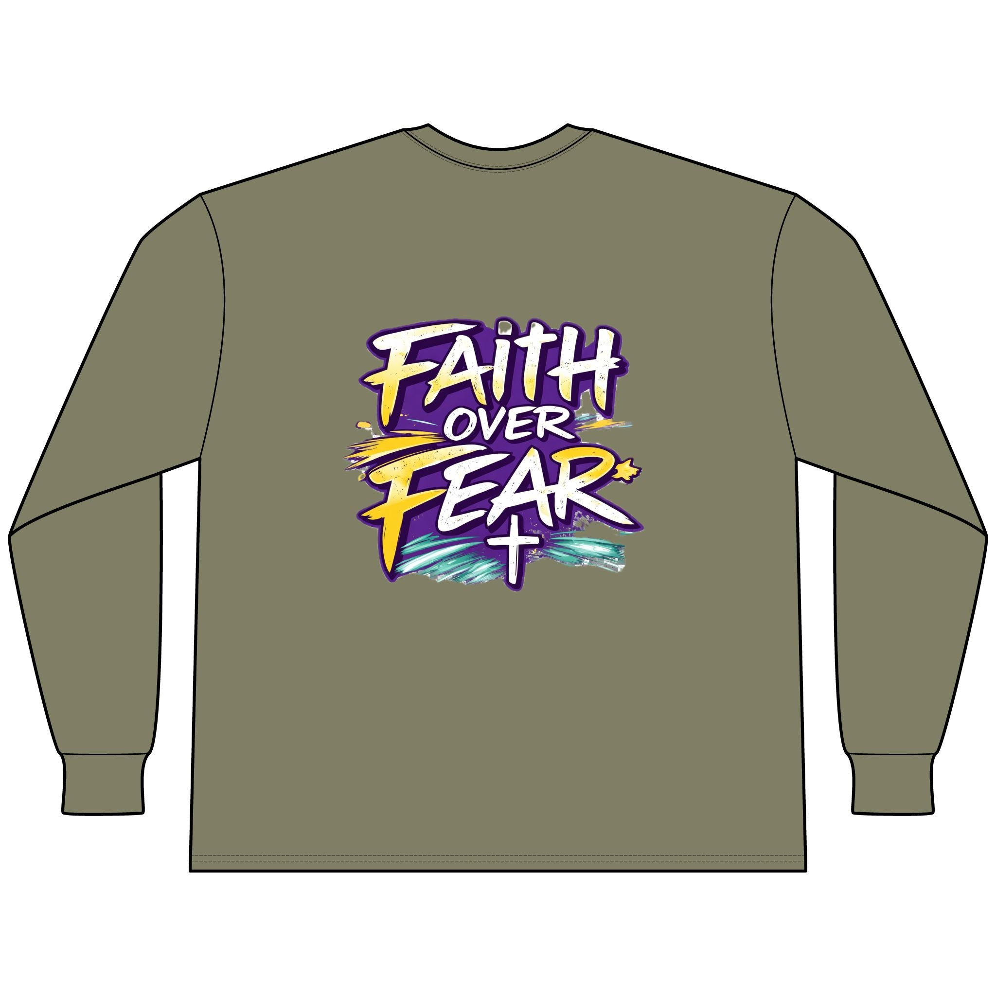Holy Rollers Christian apparel: Faith Over Fear Long Sleeve Tee — "How We Roll" Holy Rollers Christian Shirt