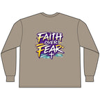 Faith Over Fear Long Sleeve Tee — "How We Roll" Holy Rollers Christian Shirt