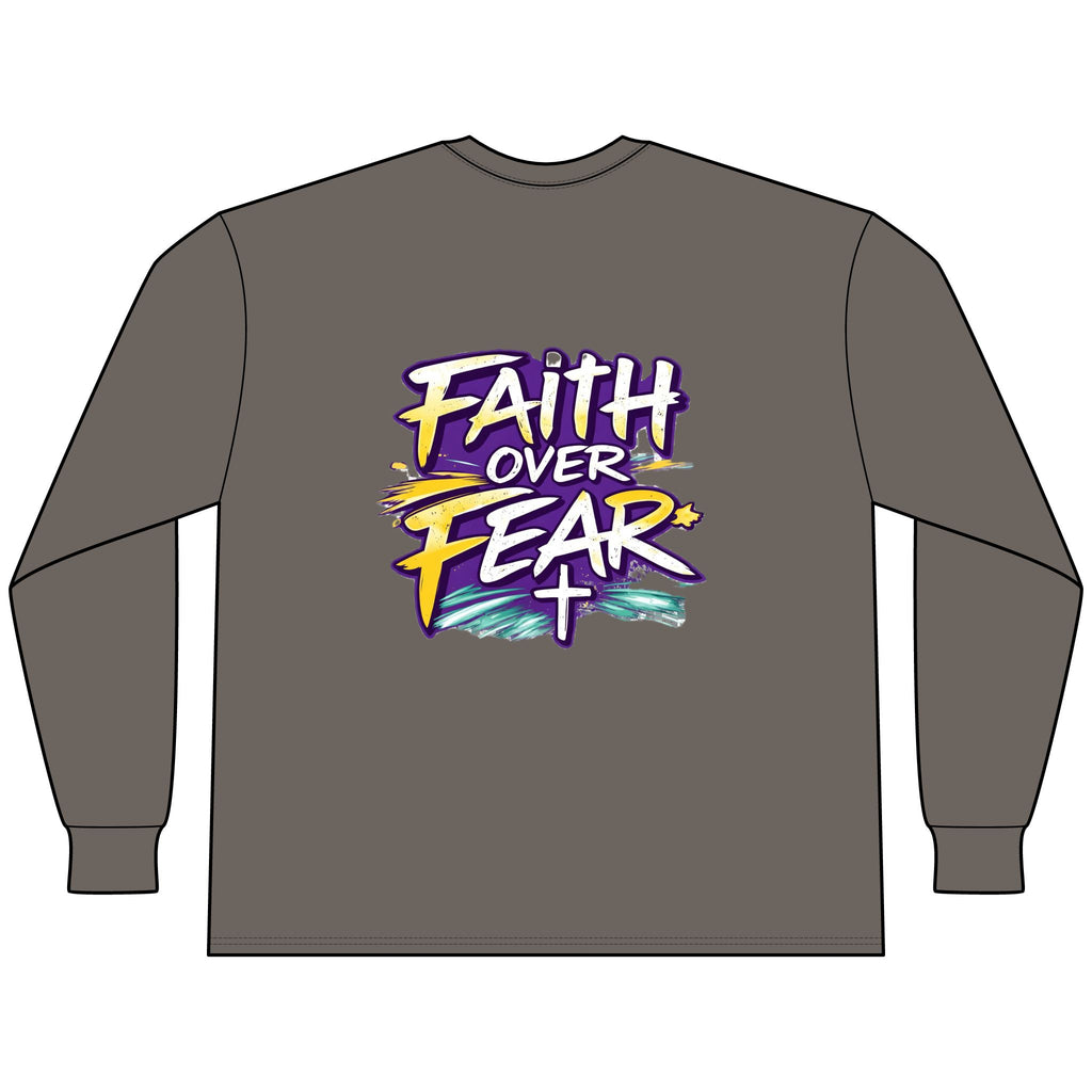 Holy Rollers Christian apparel thumbnail: Faith Over Fear Long Sleeve Tee — "How We Roll" Holy Rollers Christian Shirt