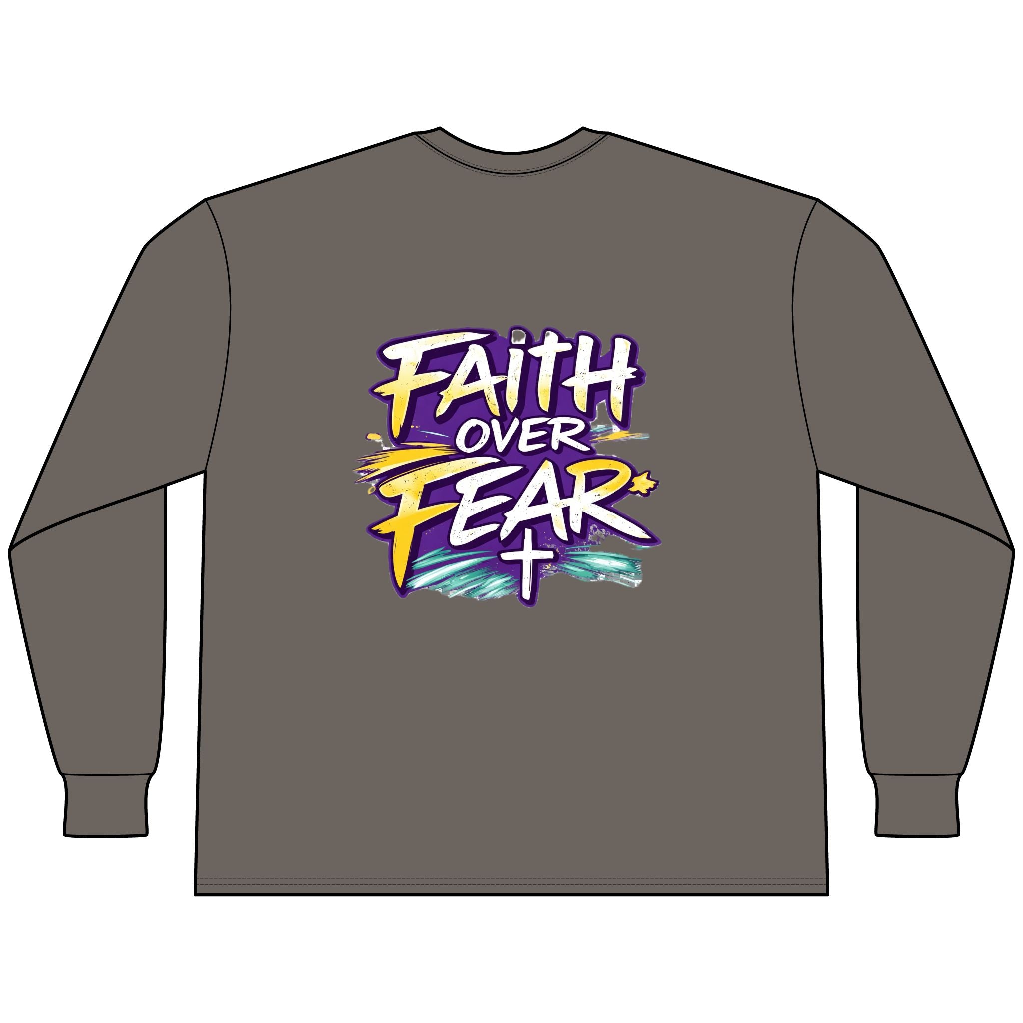 Holy Rollers Christian apparel: Faith Over Fear Long Sleeve Tee — "How We Roll" Holy Rollers Christian Shirt