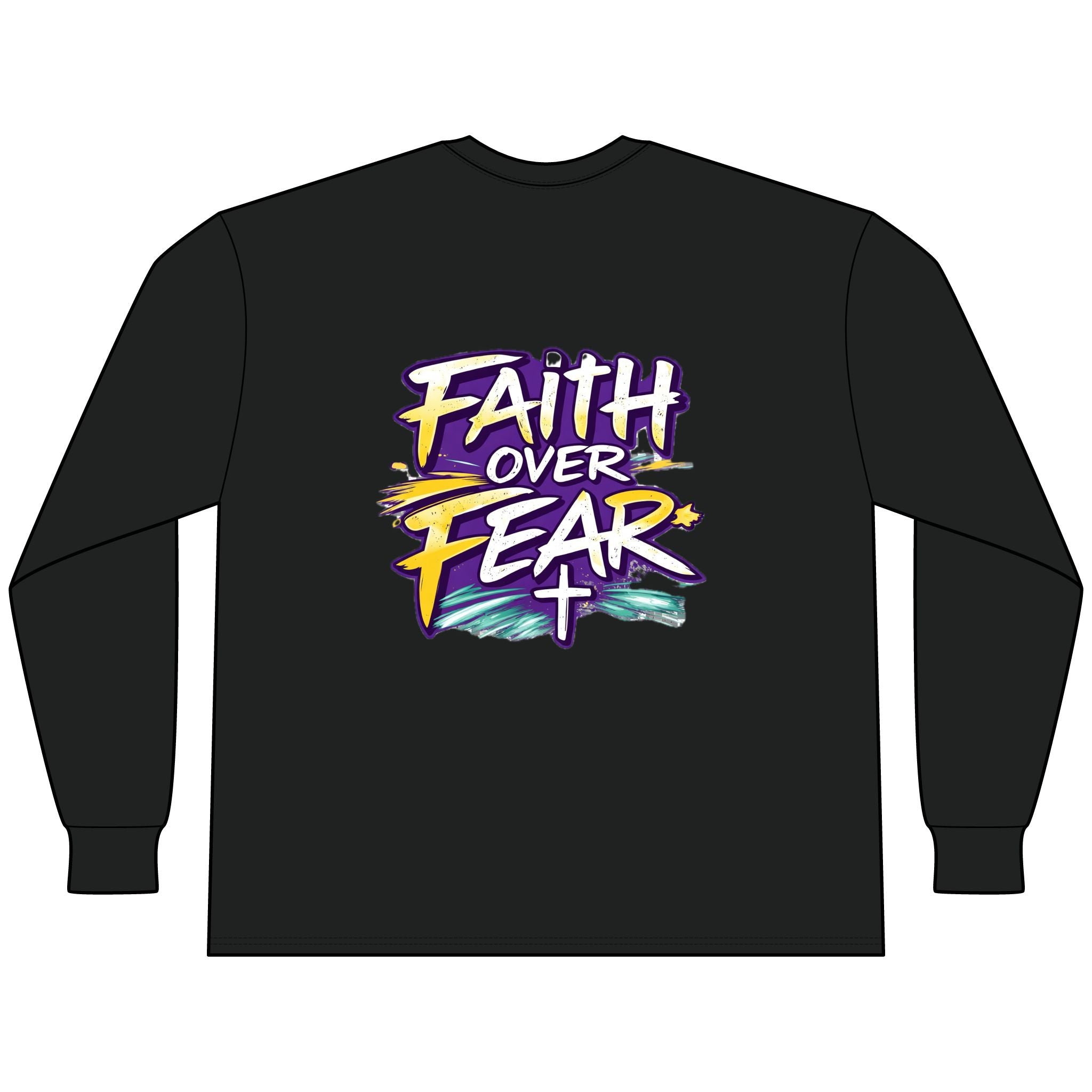 Holy Rollers Christian apparel: Faith Over Fear Long Sleeve Tee — "How We Roll" Holy Rollers Christian Shirt