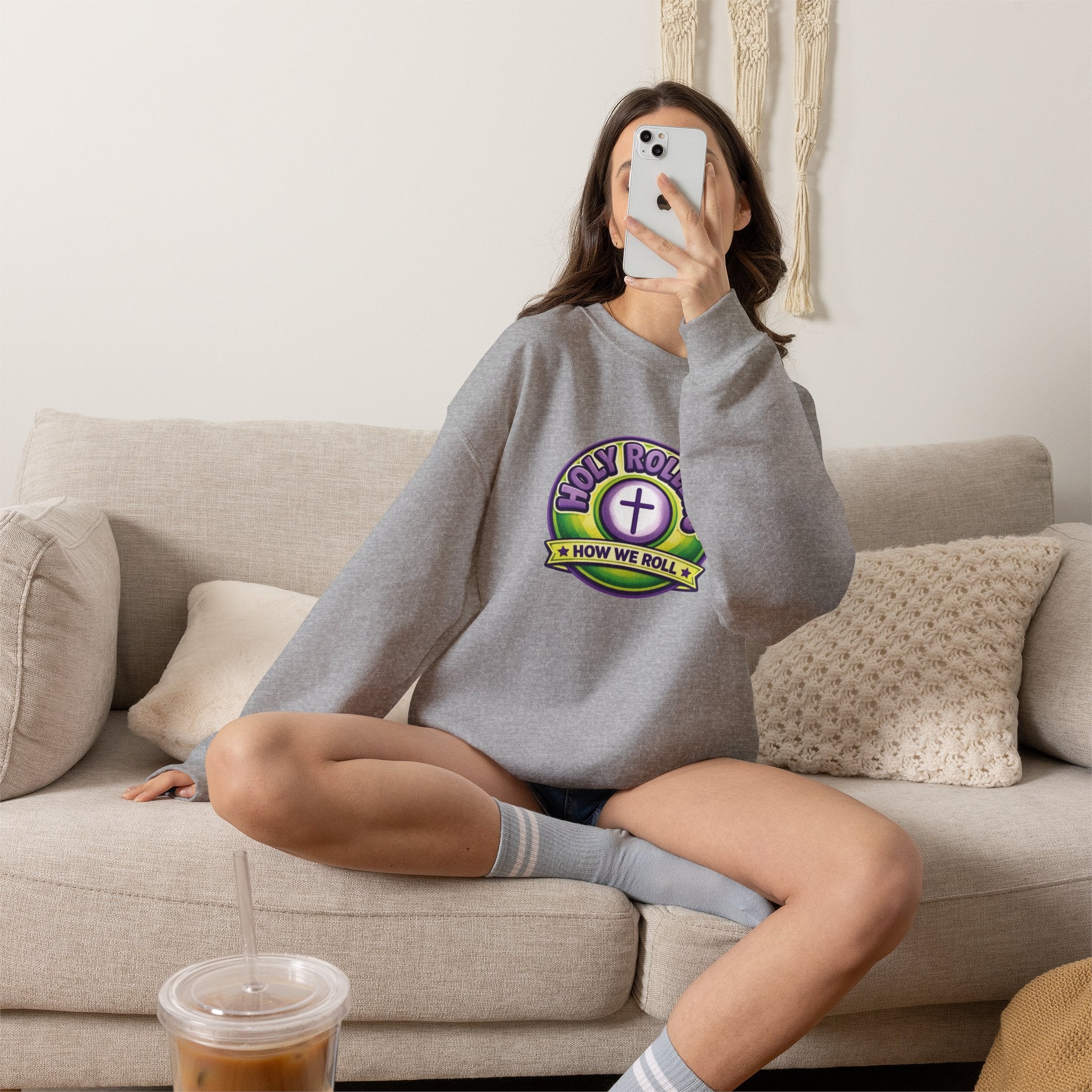 Holy Rollers Christian apparel: Holy Rollers How We Roll sweatshirt | Christian faith crewneck