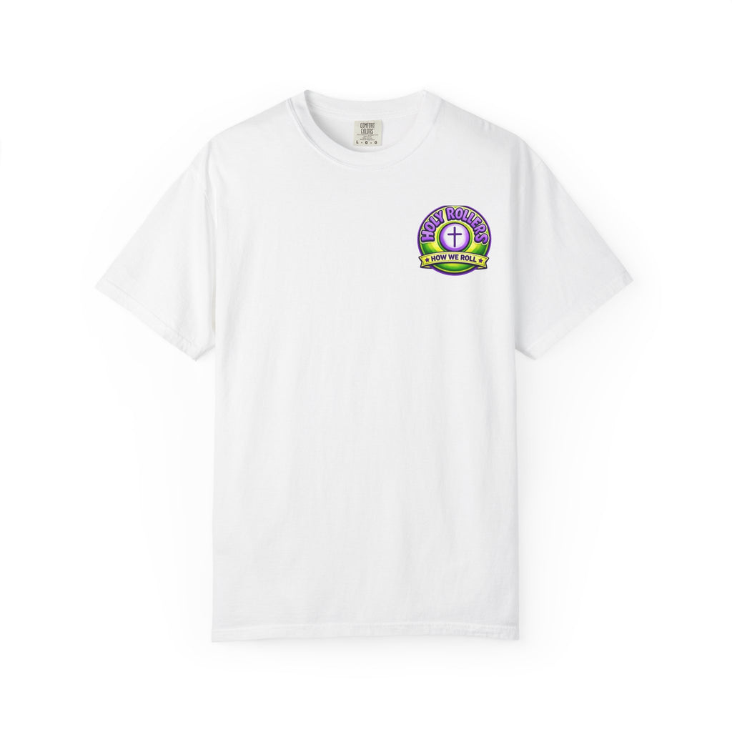 Holy Rollers Christian apparel thumbnail: Holy Rollers How We Roll faith tee | Colorful Uplifting Gospel HR T-shirt