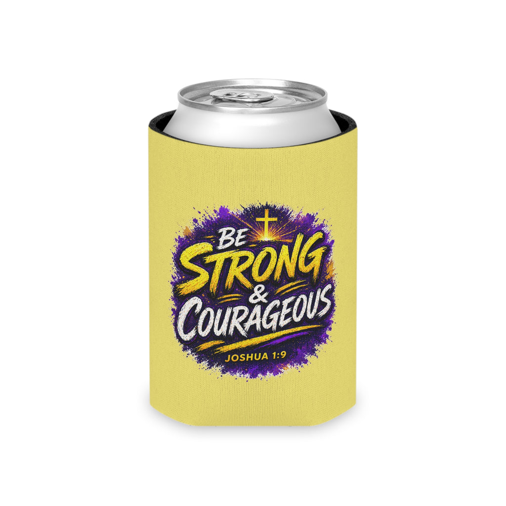 Holy Rollers Christian apparel thumbnail: Christian Can Cooler — “Holy Rollers” & “Be Strong & Courageous” Can Koozie