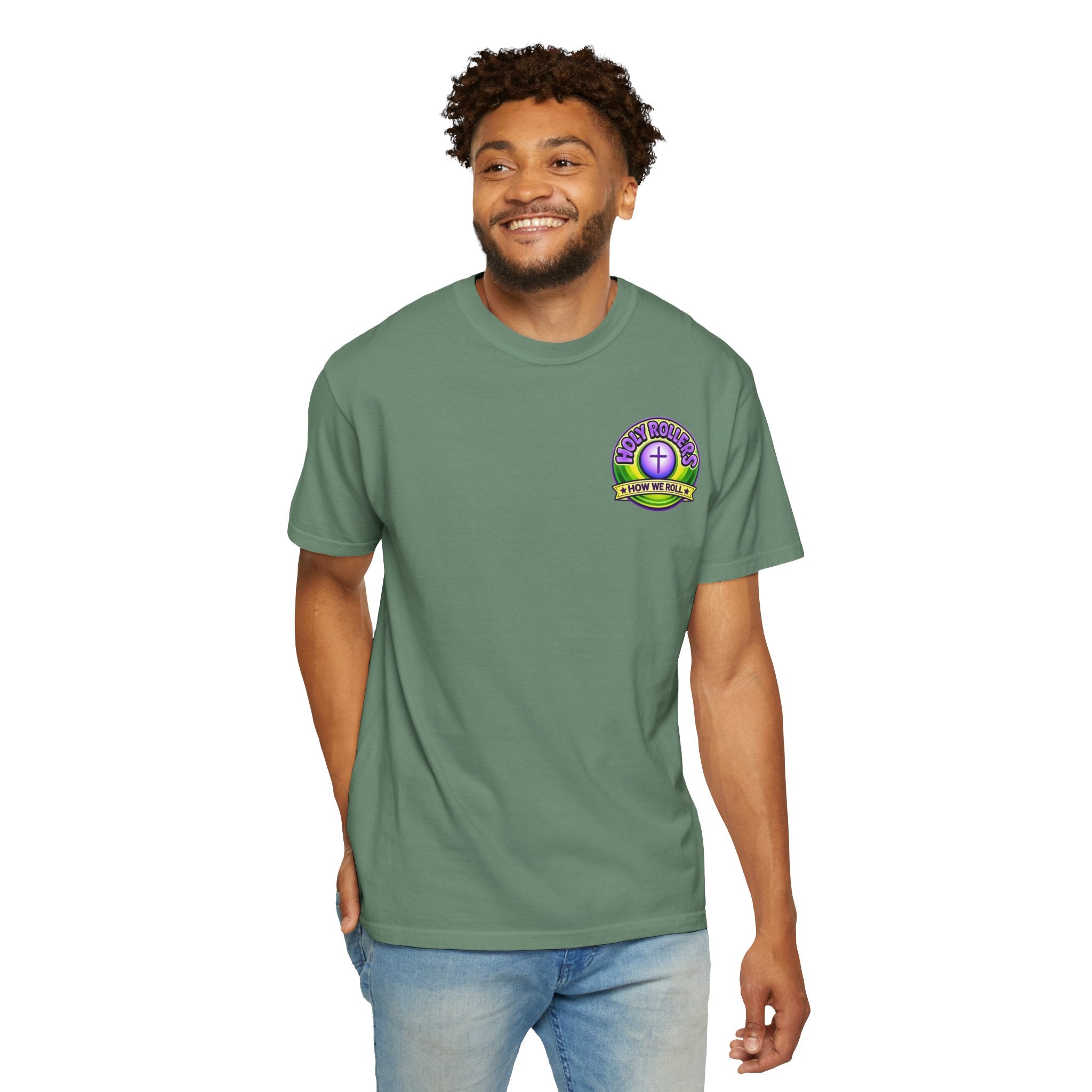 Holy Rollers Christian apparel: Rolling in His Promises Holy Rollers T-shirt | Joyful Faith Christian Message