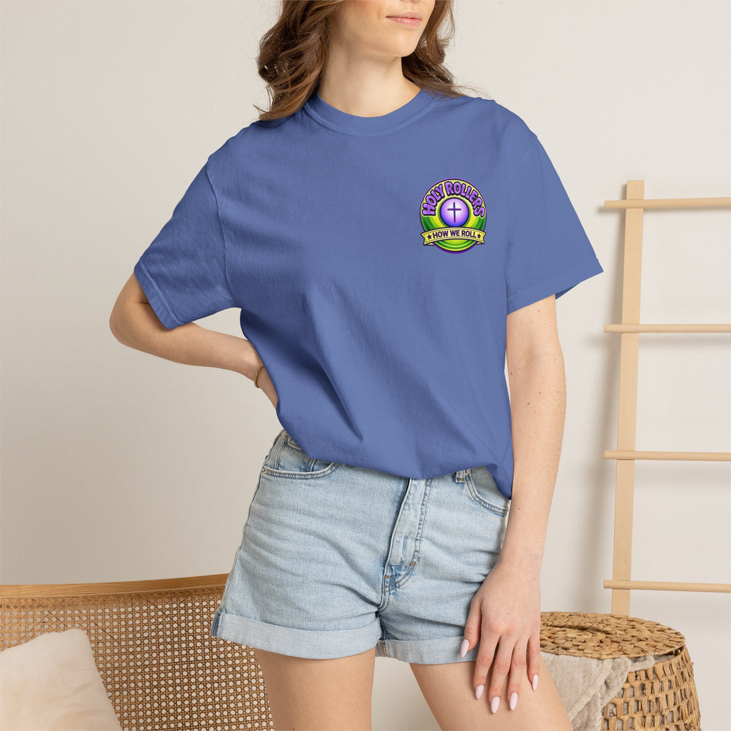 Holy Rollers Christian apparel thumbnail: Rolling in His Promises Holy Rollers T-shirt | Joyful Faith Christian Message