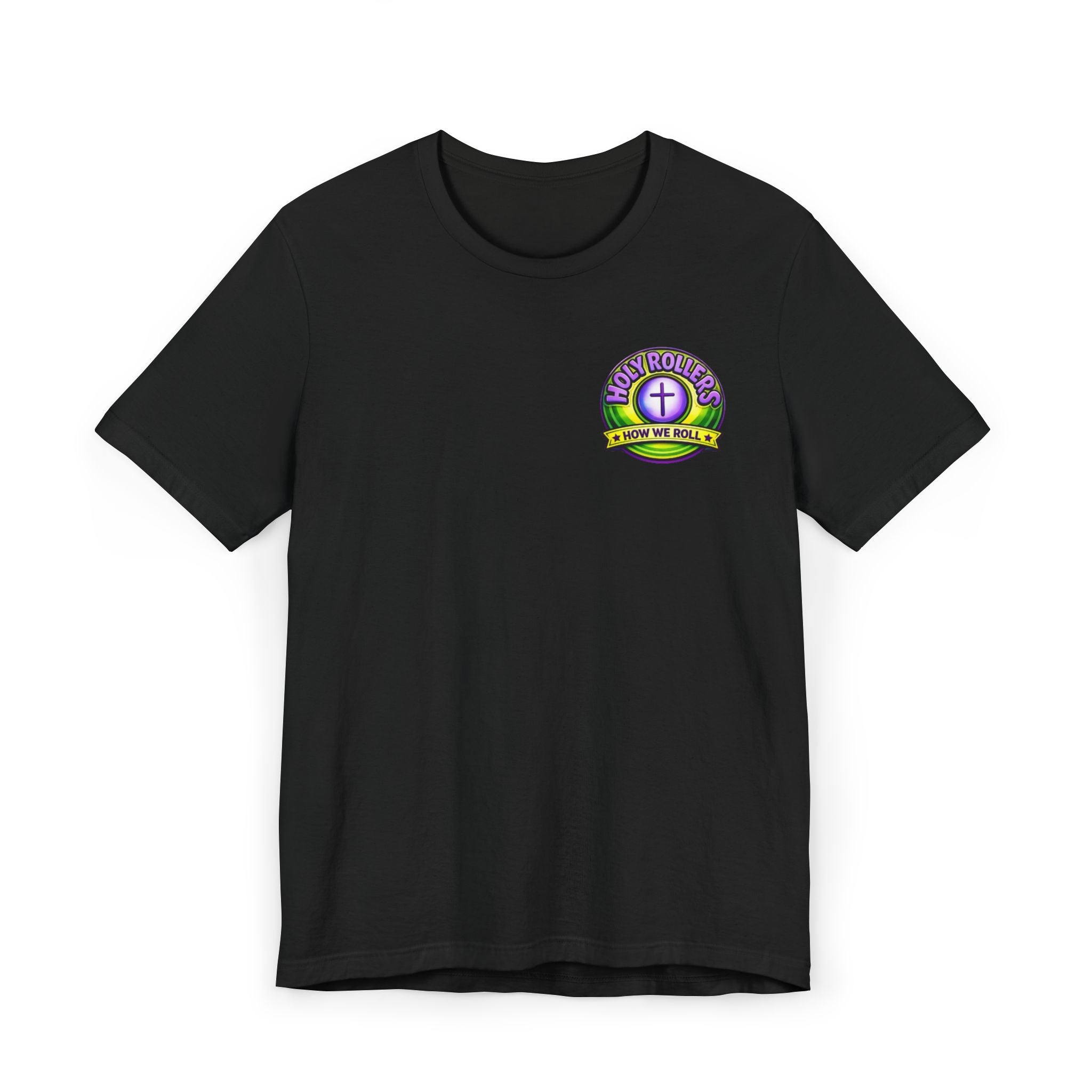 Holy Rollers Christian apparel: Walk by Faith Holy Rollers T-Shirt | Uplifted Confident Joyful Faith Tee