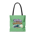 Christian Tote Bag — "Rolling in His Promises" / Holy Rollers Design