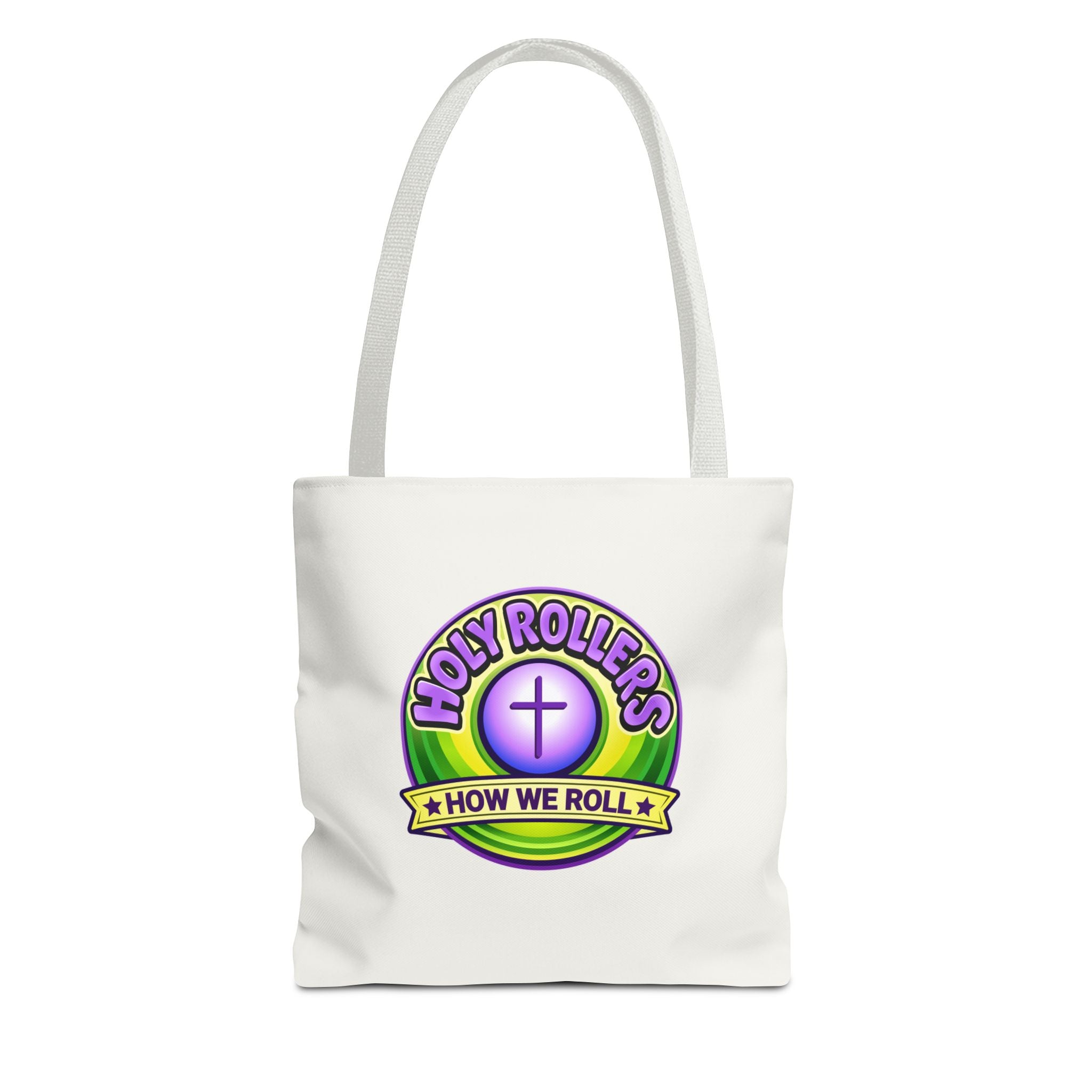 Holy Rollers Christian apparel: Christian Tote Bag — "Walk by Faith" / "Holy Rollers" Inspirational Canvas Tote