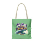 Christian Tote Bag — "Rolling in His Promises" / Holy Rollers Design