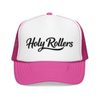 Holy Rollers Foam Trucker Hat | Script Logo, Black & White Mesh