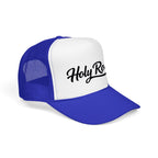 Holy Rollers Foam Trucker Hat | Script Logo, Black & White Mesh