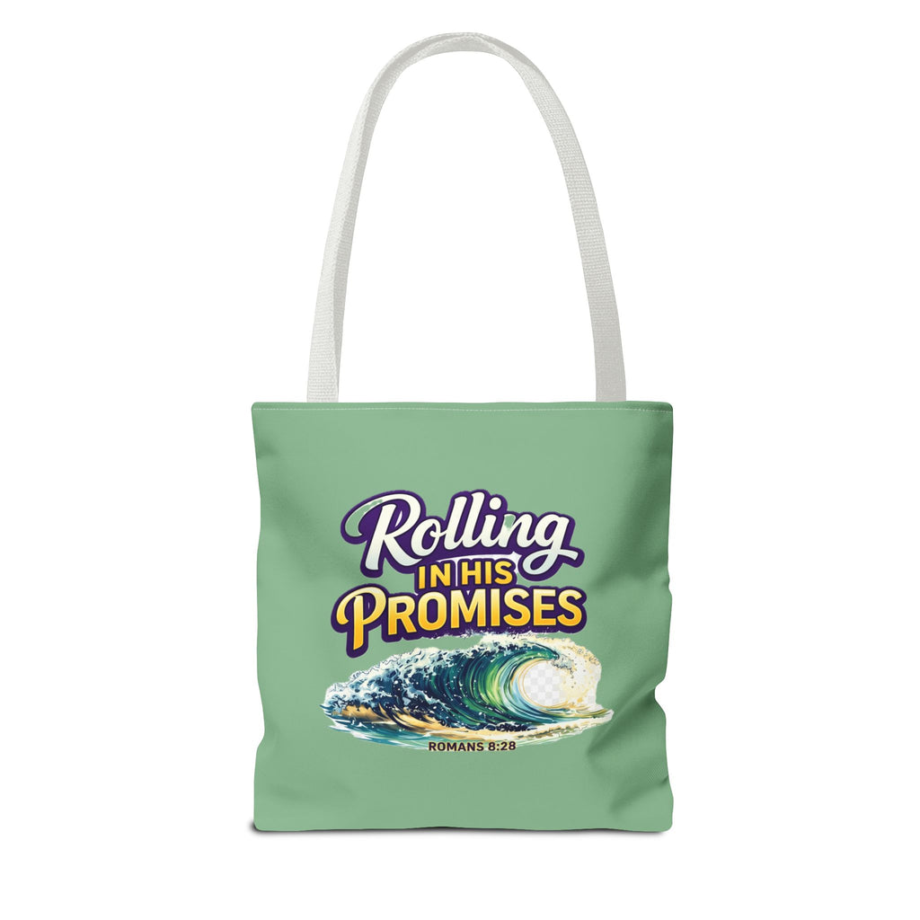 Holy Rollers Christian apparel thumbnail: Christian Tote Bag — "Rolling in His Promises" / Holy Rollers Design