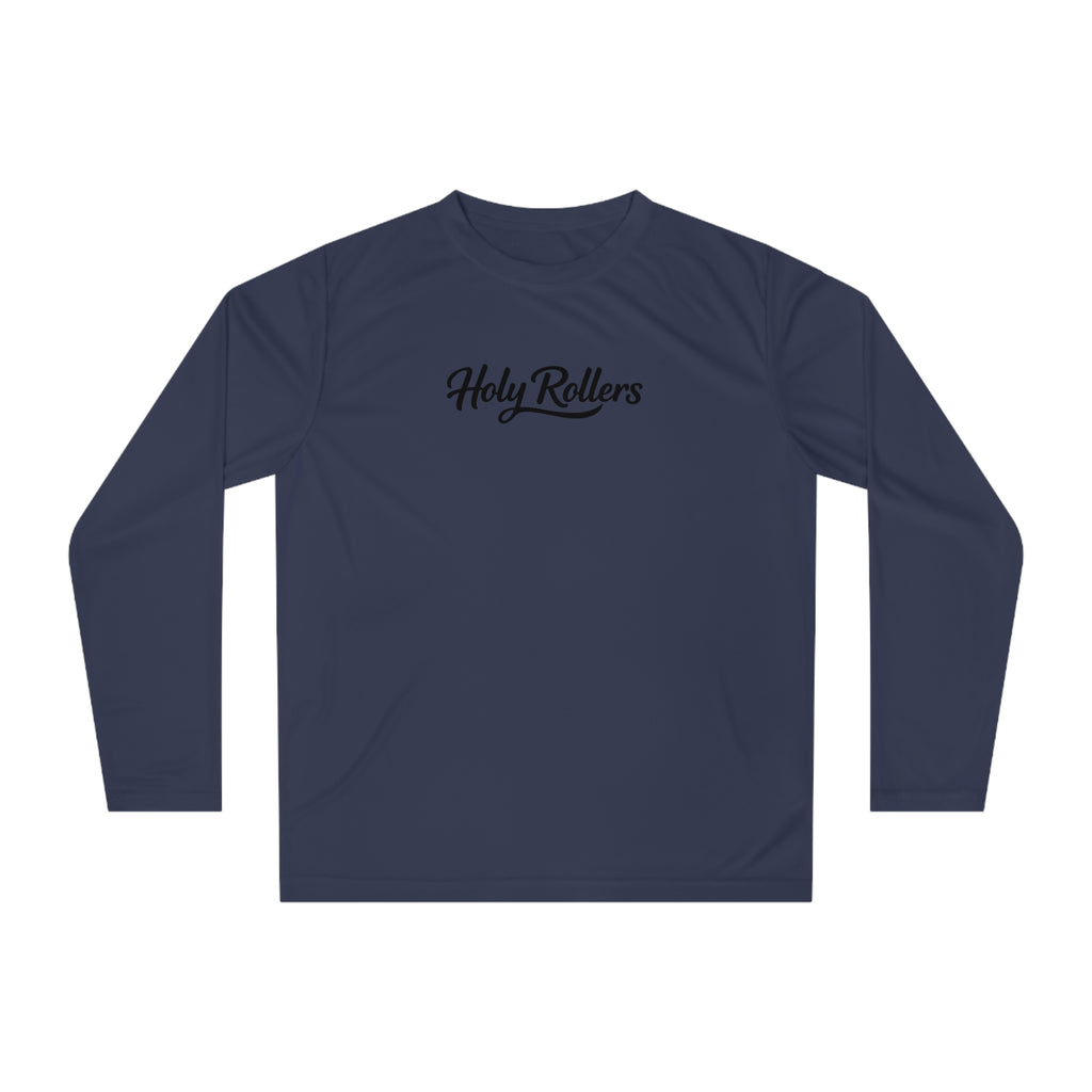 Holy Rollers Christian apparel thumbnail: Holy Rollers Performance Long Sleeve — "Not Perfect Just Forgiven" Beach Christian Shirt