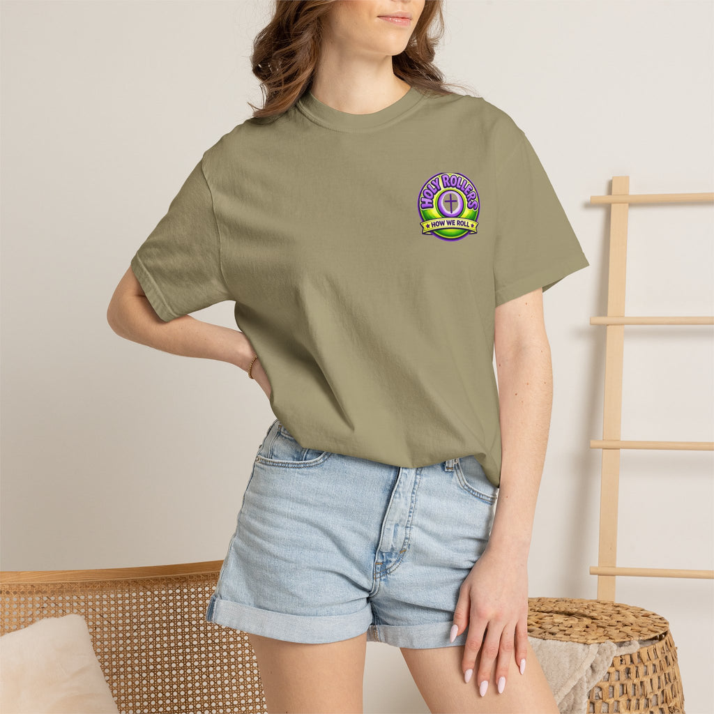 Holy Rollers Christian apparel thumbnail: Holy Rollers How We Roll faith tee | Colorful Uplifting Gospel HR T-shirt