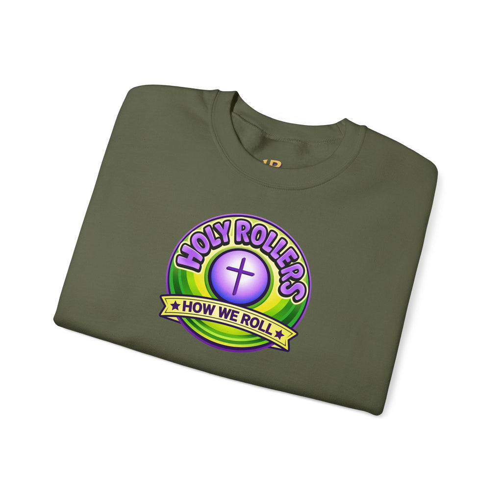 Holy Rollers Christian apparel thumbnail: Holy Rollers How We Roll sweatshirt | Christian faith crewneck