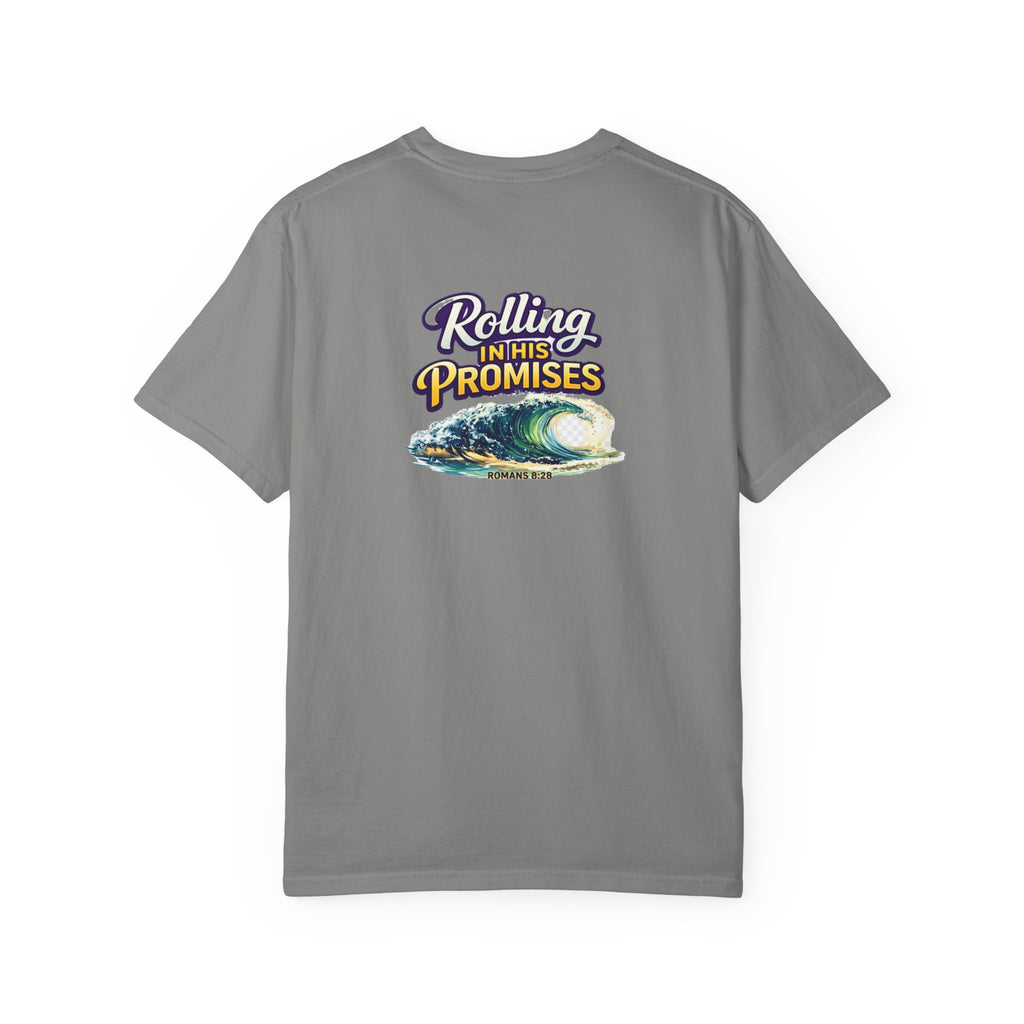 Holy Rollers Christian apparel thumbnail: Rolling in His Promises Holy Rollers T-shirt | Joyful Faith Christian Message
