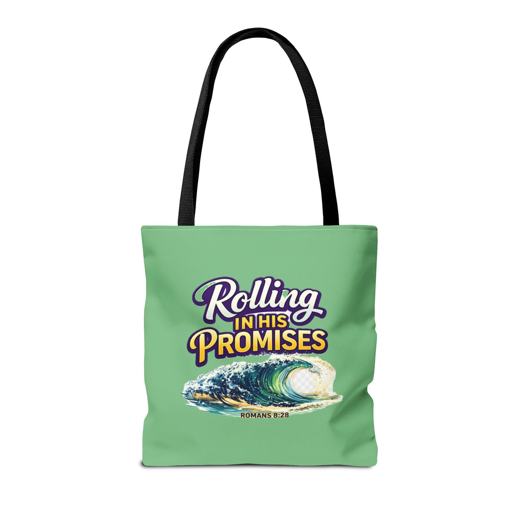 Holy Rollers Christian apparel thumbnail: Christian Tote Bag — "Rolling in His Promises" / Holy Rollers Design