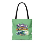 Christian Tote Bag — "Rolling in His Promises" / Holy Rollers Design