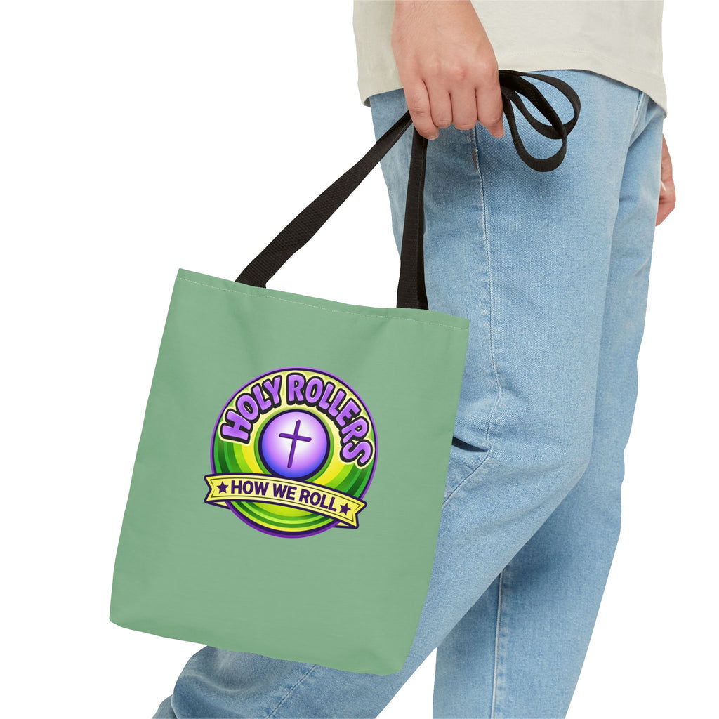Holy Rollers Christian apparel thumbnail: Christian Tote Bag — "Rolling in His Promises" / Holy Rollers Design