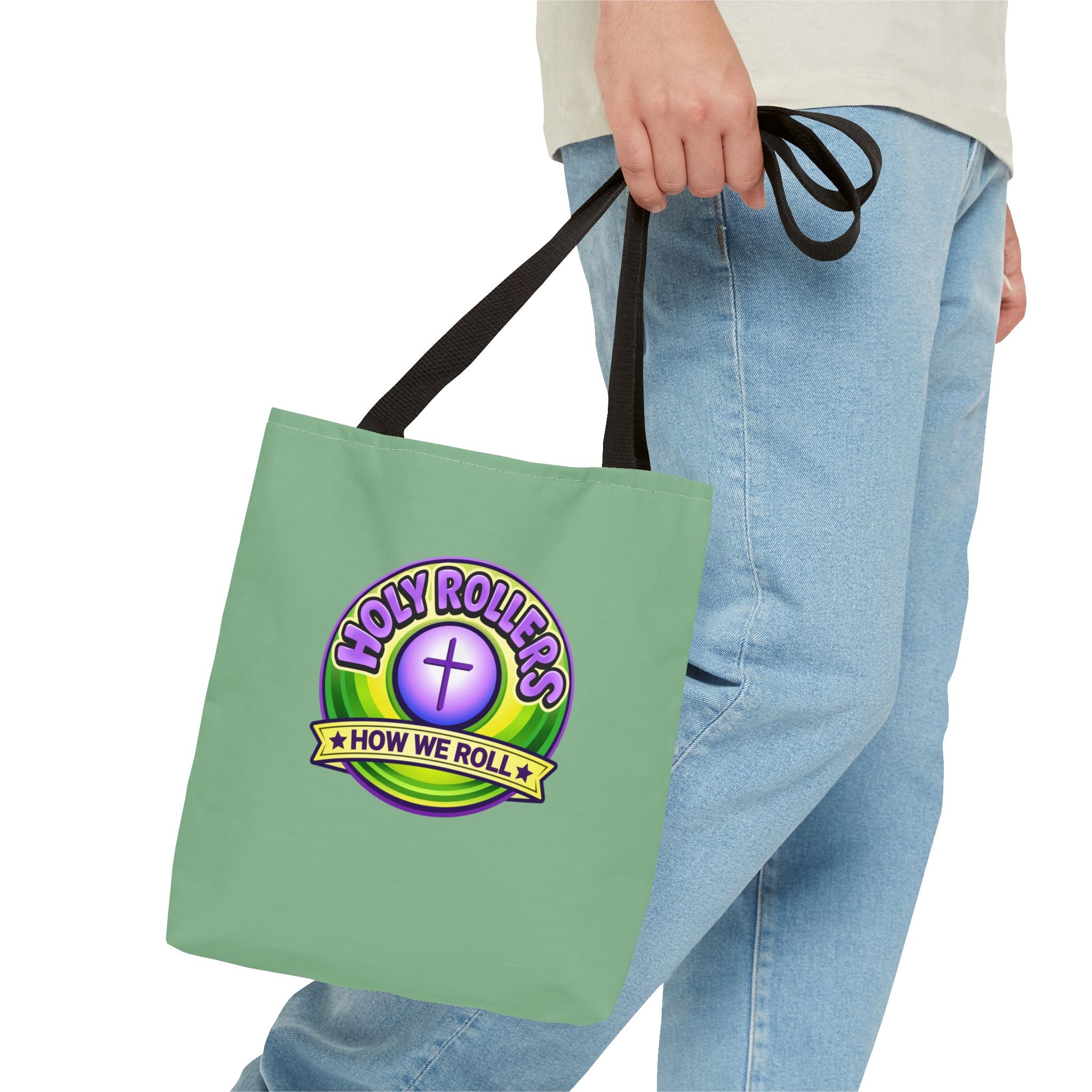 Holy Rollers Christian apparel: Christian Tote Bag — "Rolling in His Promises" / Holy Rollers Design