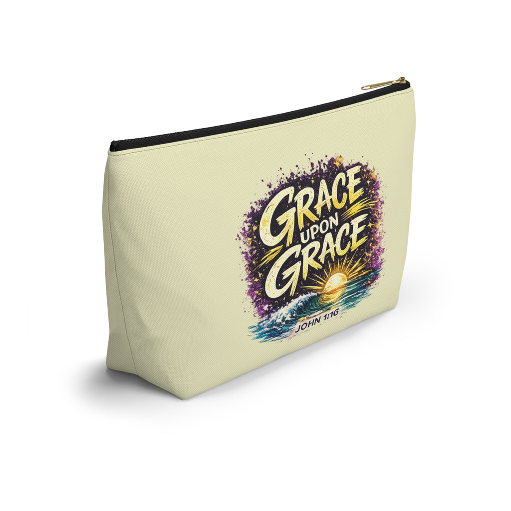 Holy Rollers Christian apparel thumbnail: Grace Upon Grace Accessory Pouch — 'Holy Rollers' Christian Makeup & Travel Bag