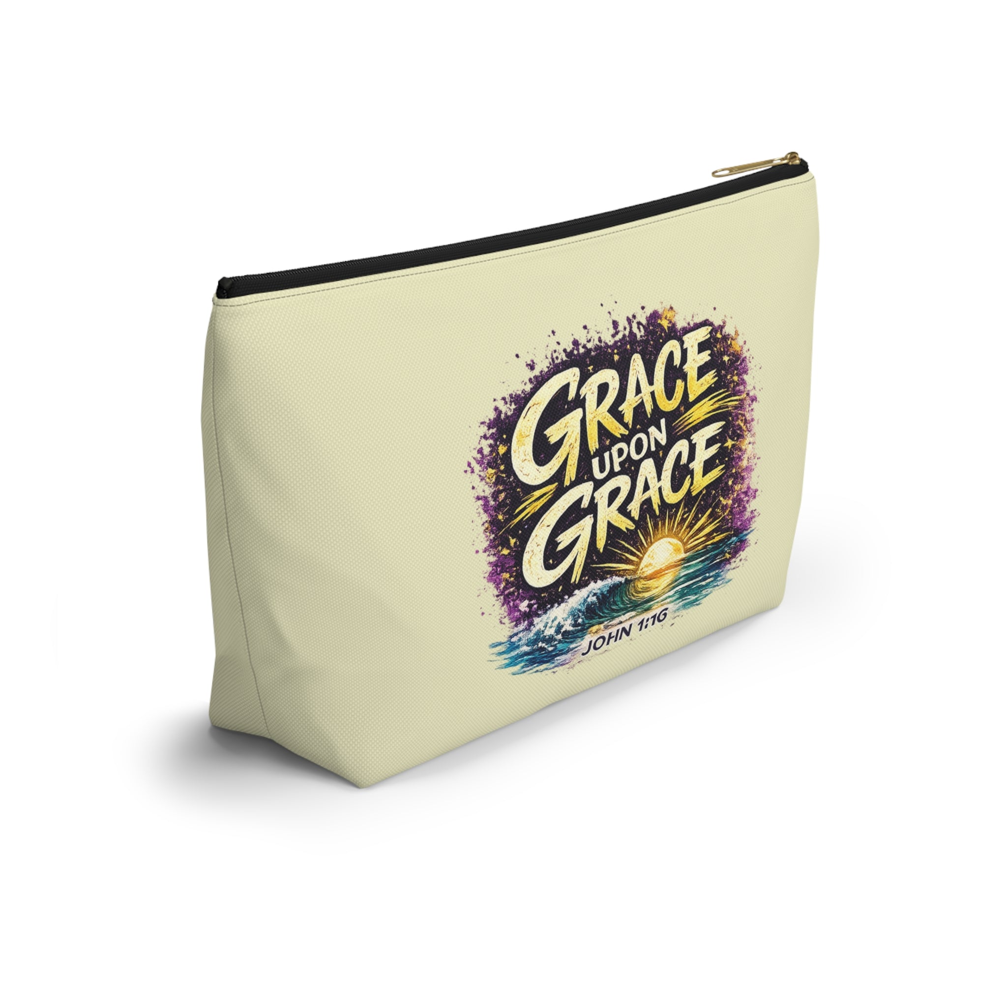Holy Rollers Christian apparel: Grace Upon Grace Accessory Pouch — 'Holy Rollers' Christian Makeup & Travel Bag