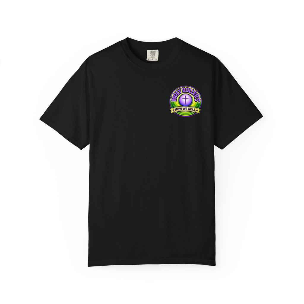 Holy Rollers Christian apparel thumbnail: Rolling in His Promises Holy Rollers T-shirt | Joyful Faith Christian Message