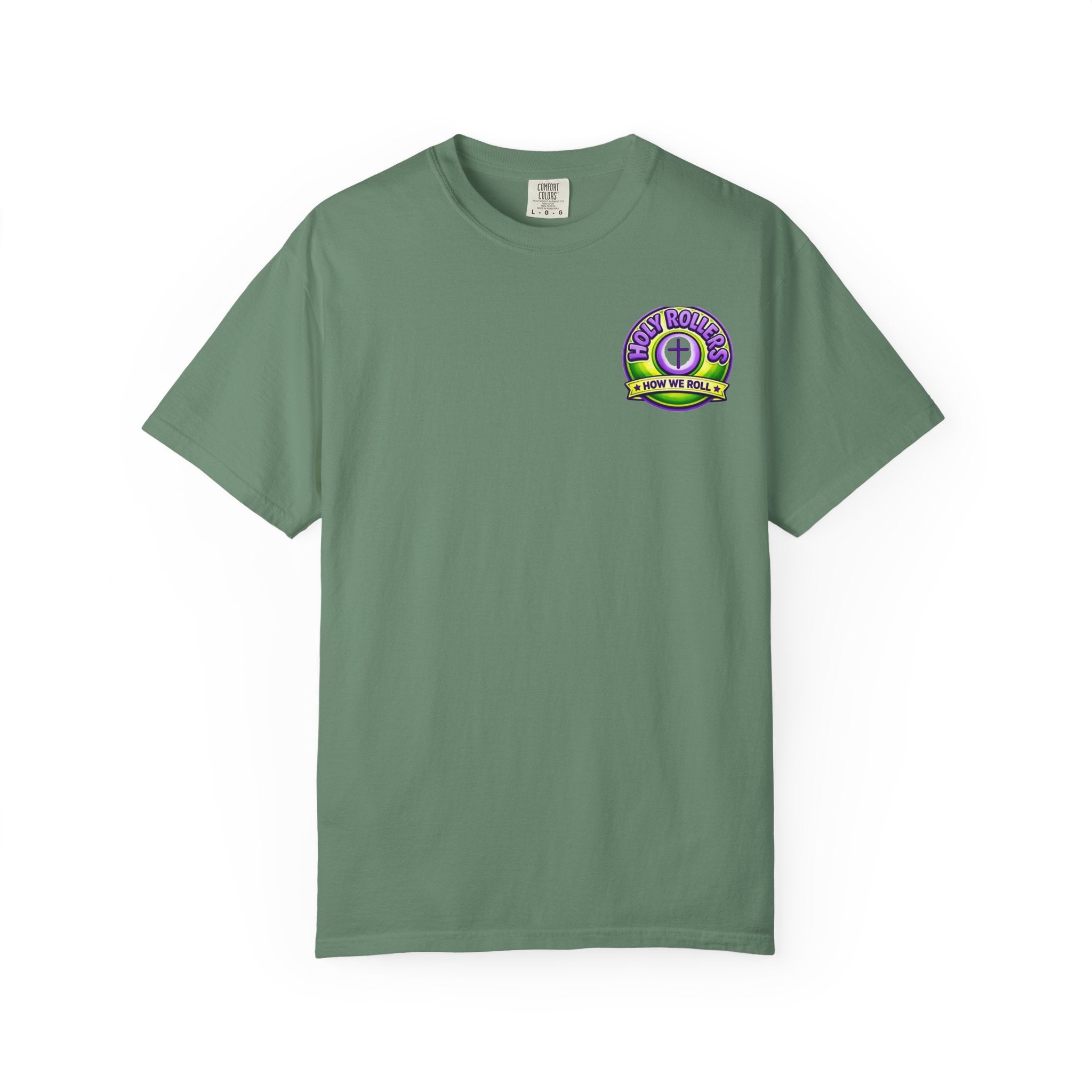 Holy Rollers Christian apparel: Holy Rollers How We Roll faith tee | Colorful Uplifting Gospel HR T-shirt