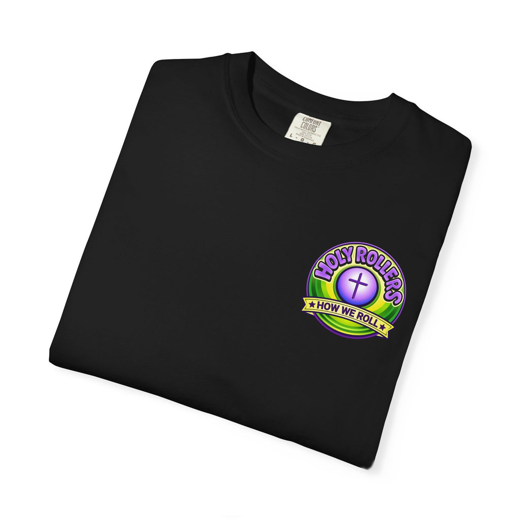 Holy Rollers Christian apparel thumbnail: Rolling in His Promises Holy Rollers T-shirt | Joyful Faith Christian Message