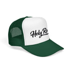 Holy Rollers Foam Trucker Hat | Script Logo, Black & White Mesh