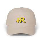 HR Script Logo Dad Cap | Embroidered Baseball Hat, White Adjustable