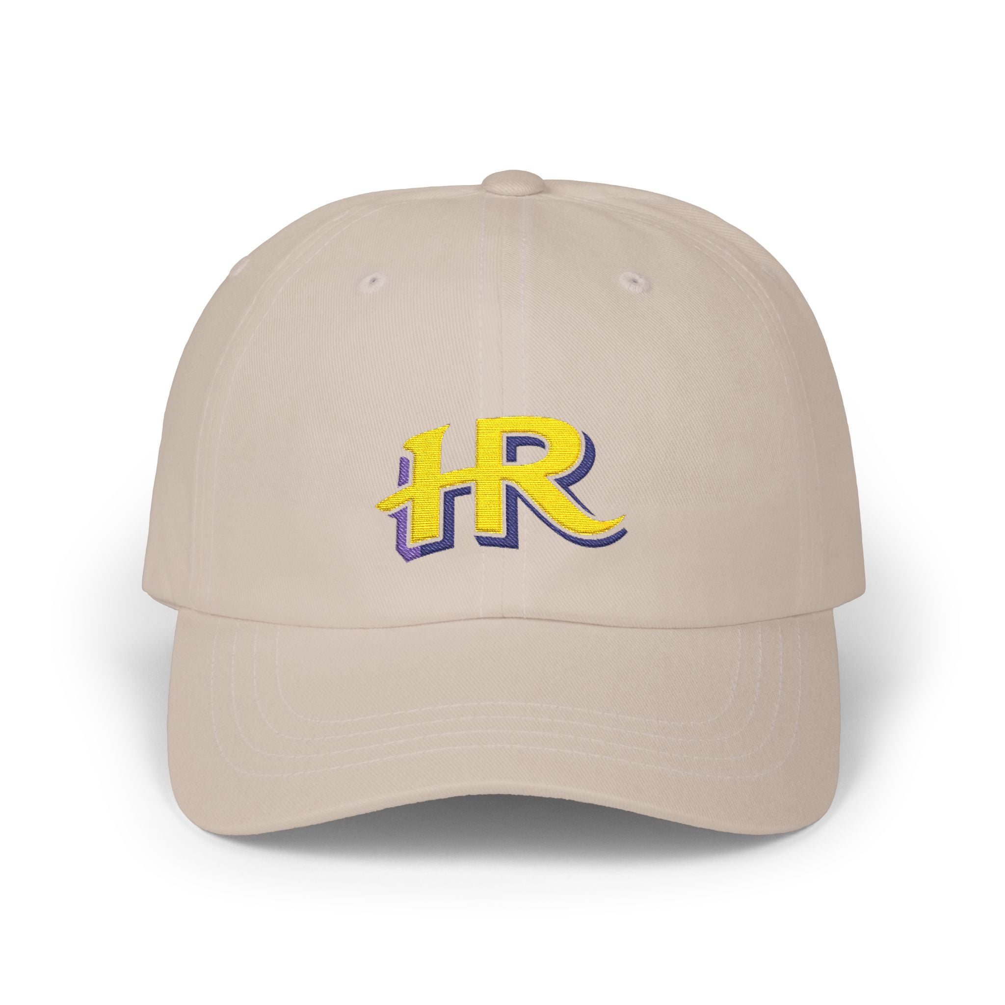 Holy Rollers Christian apparel: HR Script Logo Dad Cap | Embroidered Baseball Hat, White Adjustable