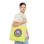 Christian Tote Bag — "Saved By Grace" / "Holy Rollers" Inspirational All-Over Print