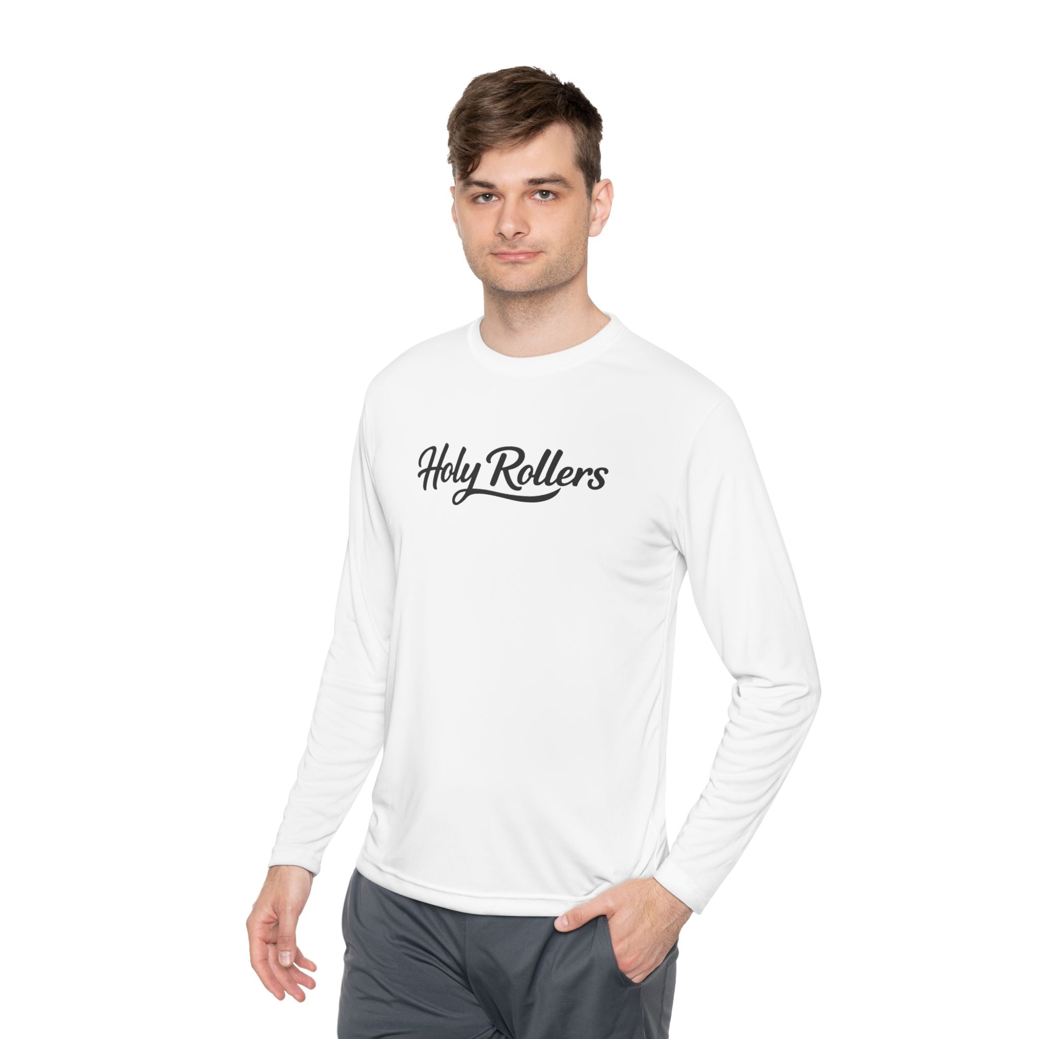 Holy Rollers Christian apparel: Holy Rollers graphic long sleeve tee | Walk by Faith design