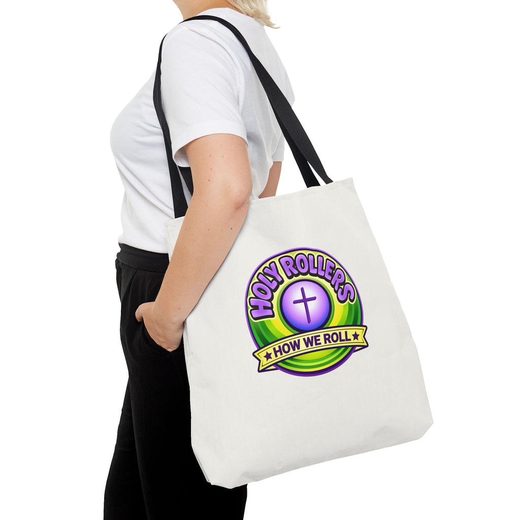 Holy Rollers Christian apparel thumbnail: Christian Tote Bag — "Walk by Faith" / "Holy Rollers" Inspirational Canvas Tote