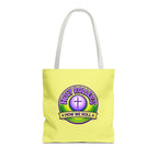 Christian Tote Bag — "Saved By Grace" / "Holy Rollers" Inspirational All-Over Print
