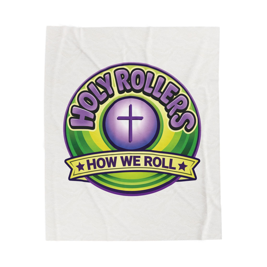 Holy Rollers Christian apparel thumbnail: Copy of Velveteen Plush Stadium Blanket — Holy Rollers: "How We Roll” Cozy Christian Throw