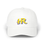 HR Script Logo Dad Cap | Embroidered Baseball Hat, White Adjustable