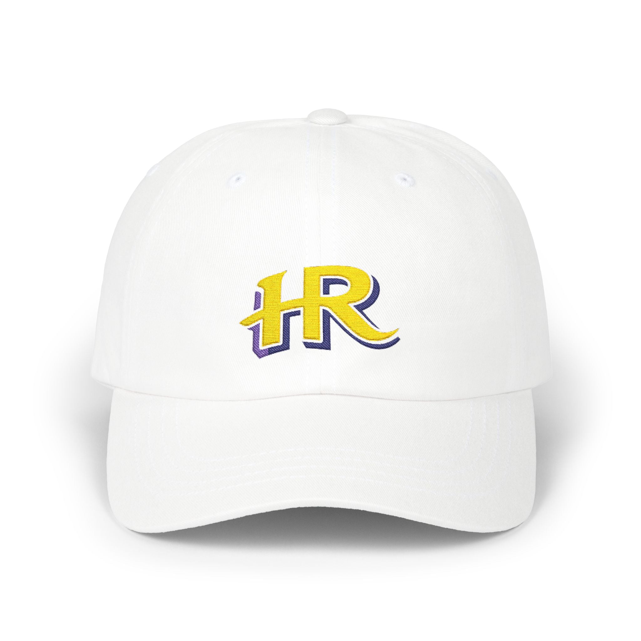 Holy Rollers Christian apparel: HR Script Logo Dad Cap | Embroidered Baseball Hat, White Adjustable