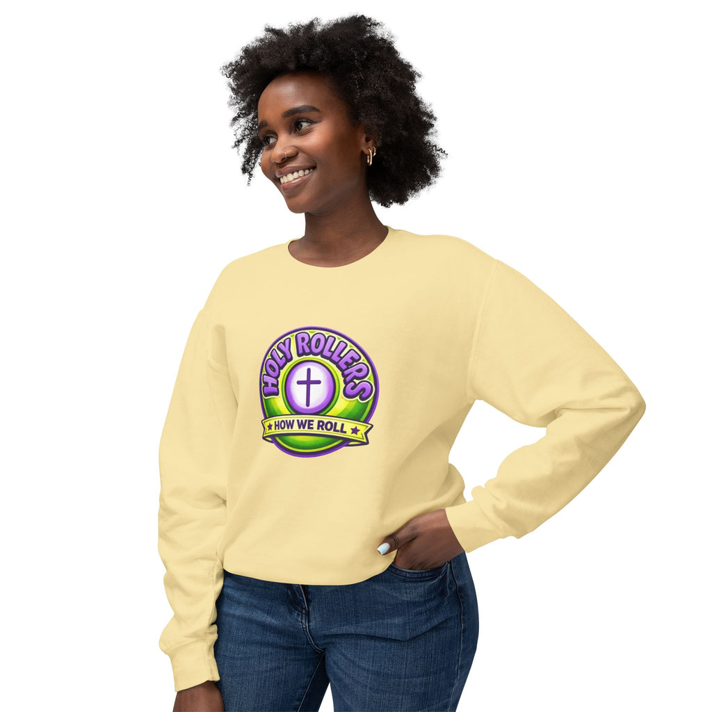 Holy Rollers Christian apparel thumbnail: Holy Rollers Cross logo sweatshirt | Faith Over Fear graphic sweatshirt