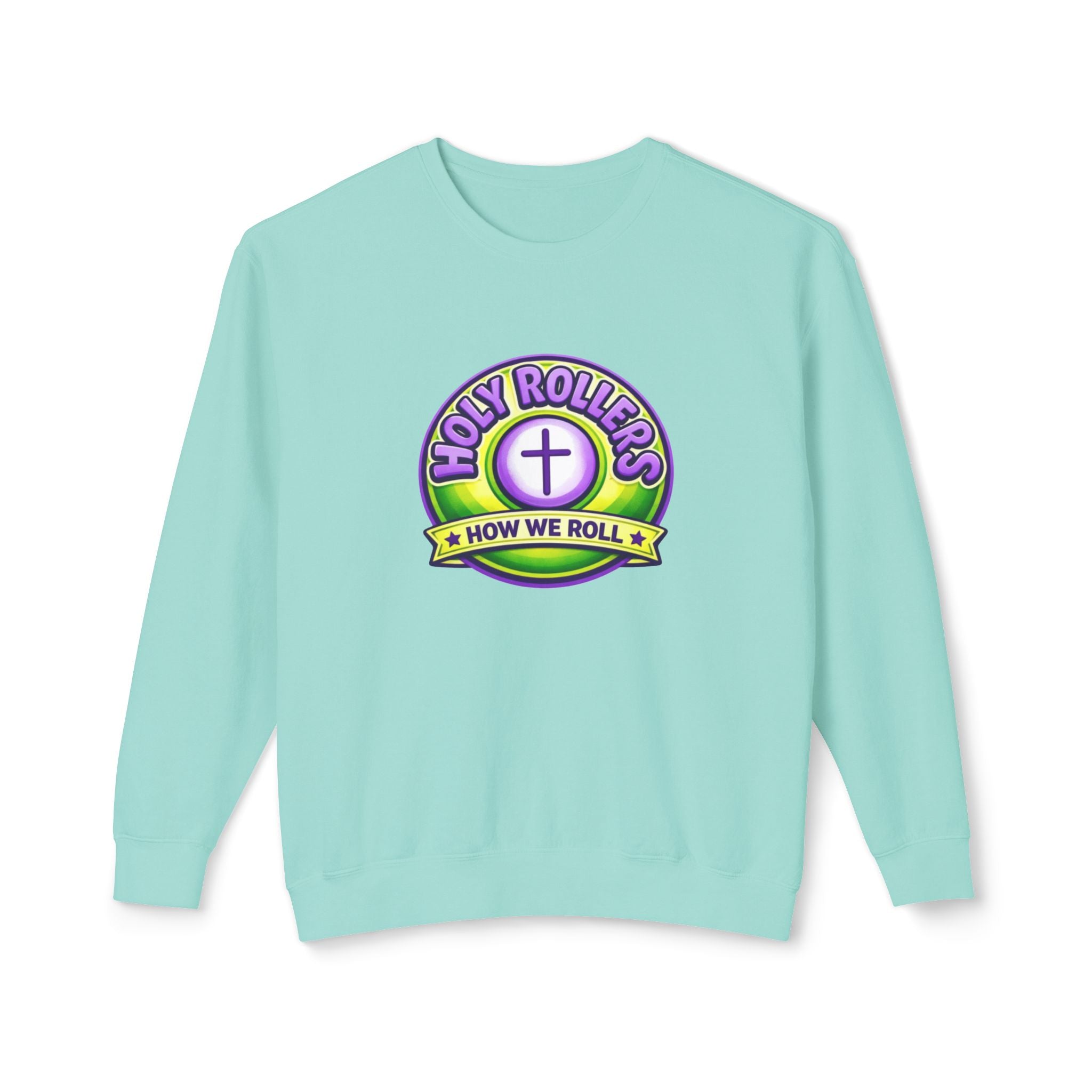 Holy Rollers Christian apparel: Holy Rollers Cross logo sweatshirt | Faith Over Fear graphic sweatshirt