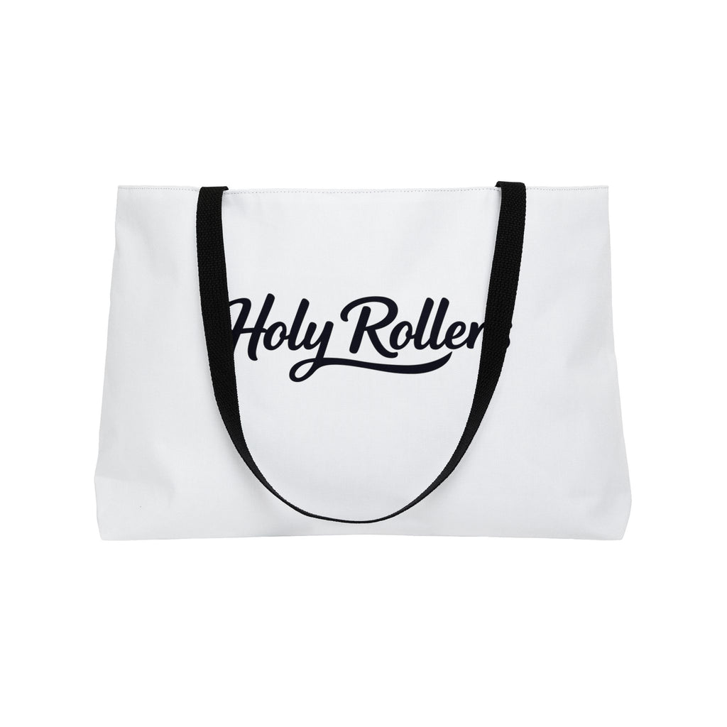 Holy Rollers Christian apparel thumbnail: Holy Rollers Weekender Tote Bag | Rolling in His Promises Scripture Wave
